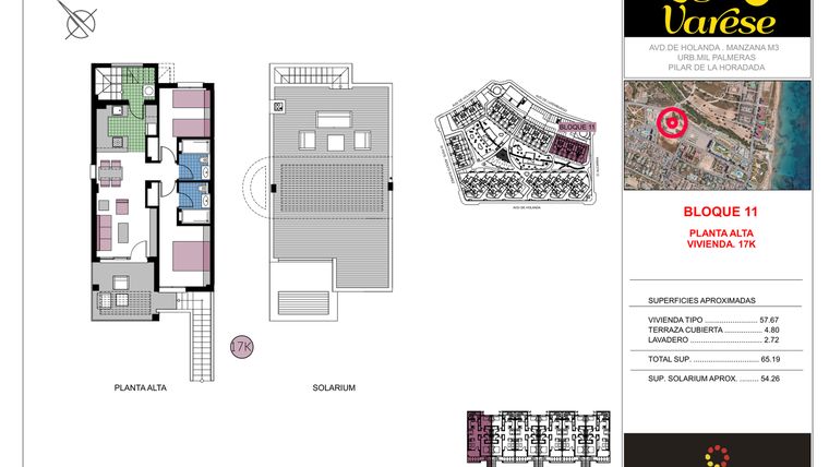Rzut - Mieszkanie na sprzedaż 2 pokoje o powierzchni 65,19 m² - numer 17K w Residencial Lago Varese