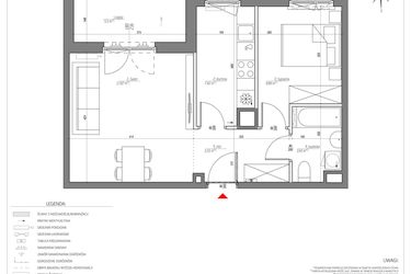 Rzut - Mieszkanie na sprzedaż 2 pokoje o powierzchni 44,66 m² - numer C/102/M w City Vibe