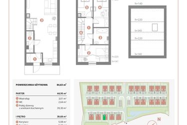 Rzut - Dom na sprzedaż 4 pokoje o powierzchni 84,63 m² - numer 3B w Bursztynova Polana