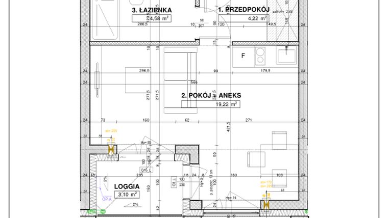 Rzut - Mieszkanie na sprzedaż 1 pokój o powierzchni 28,02 m² - numer A51 w Nowe Centrum Południowe etap IV