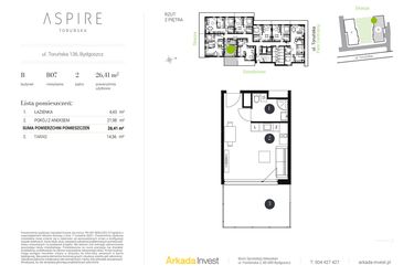Rzut - Mieszkanie na sprzedaż 1 pokój o powierzchni 26,41 m² - numer B.7 w Aspire
