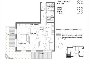 Rzut - Mieszkanie na sprzedaż 3 pokoje o powierzchni 67,07 m² - numer B.0.6 w Polanka 21