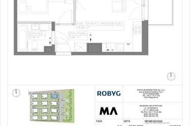 Rzut - Mieszkanie na sprzedaż 2 pokoje o powierzchni 37,12 m² - numer VV/C/1/1 w Villa Viva