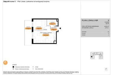 Rzut - Mieszkanie na sprzedaż 2 pokoje o powierzchni 42,23 m² - numer 5 w Zenit V
