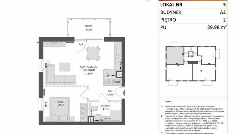 Rzut - Mieszkanie na sprzedaż 2 pokoje o powierzchni 39,98 m² - numer A2.5 w Gdańskie Zacisze