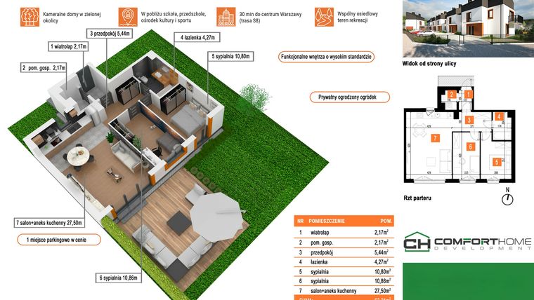 Rzut - Mieszkanie na sprzedaż 3 pokoje o powierzchni 63,21 m² - numer B1 w Osiedle Witosa