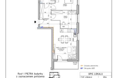Rzut - Mieszkanie na sprzedaż 3 pokoje o powierzchni 63,21 m² - numer 23 w Osiedle OdNowa K5