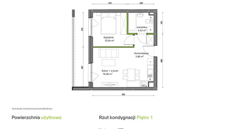 Rzut - Mieszkanie na sprzedaż 2 pokoje o powierzchni 37,41 m² - numer C2/G/09 w Orawska Vita