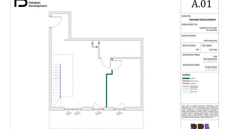 Rzut - Mieszkanie na sprzedaż 1 pokój o powierzchni 93,82 m² - numer 52 w Apartamenty Casa Baia