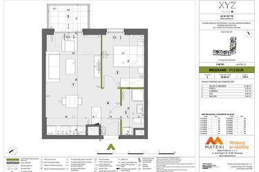 Rzut - Mieszkanie na sprzedaż 2 pokoje o powierzchni 39,64 m² - numer F1.C.03.05 w XYZ Place