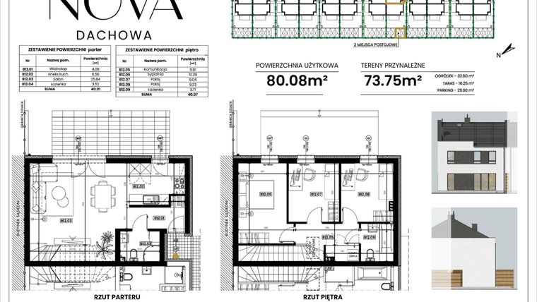 Rzut - Dom na sprzedaż 4 pokoje o powierzchni 80 m² - numer B12 w Nova Dachowa II