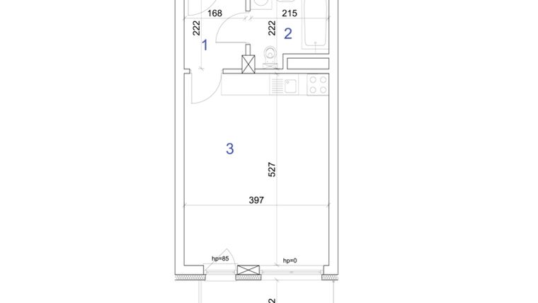 Rzut - Mieszkanie na sprzedaż 1 pokój o powierzchni 28,62 m² - numer 6A.61 w Mierzeja Wiślana etap IV