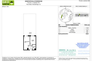Rzut - Mieszkanie na sprzedaż 2 pokoje o powierzchni 36,66 m² - numer 10C/6 w Jasielska 8C etap II
