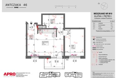 Rzut - Mieszkanie na sprzedaż 2 pokoje o powierzchni 41,4 m² - numer M10 w Antczaka 46