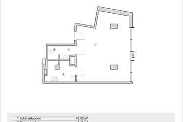 Rzut - Lokal użytkowy na sprzedaż 1 pokój o powierzchni 57,43 m² - numer H4-U-1-1 w Heyki City