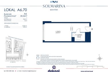 Rzut - Mieszkanie na sprzedaż 1 pokój o powierzchni 28,64 m² - numer A6.70 w Grano Hotel Solmarina