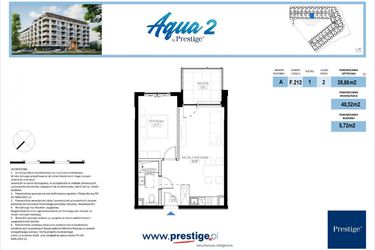 Rzut - Mieszkanie na sprzedaż 2 pokoje o powierzchni 40,52 m² - numer F.212 w Bel Mare (Międzyzdroje)