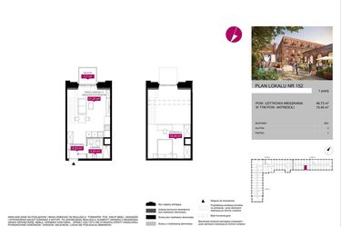Rzut - Mieszkanie na sprzedaż 1 pokój o powierzchni 46,36 m² - numer G2.152 w Fuzja Lofty