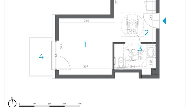 Rzut - Lokal użytkowy na sprzedaż 1 pokój o powierzchni 28,49 m² - numer 2.B.03 w Incepti Gaj 2