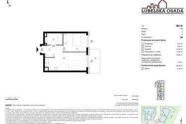 Rzut - Mieszkanie na sprzedaż 2 pokoje o powierzchni 40,25 m² - numer B6.34 w Lubelska Osada budynek B6