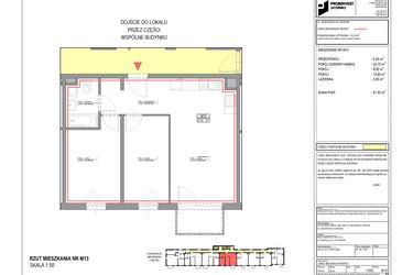 Rzut - Mieszkanie na sprzedaż 3 pokoje o powierzchni 51,53 m² - numer M13 w Pękowicka 94