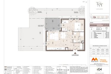 Rzut - Mieszkanie na sprzedaż 2 pokoje o powierzchni 45,58 m² - numer A.00.06 w Takt Lirników