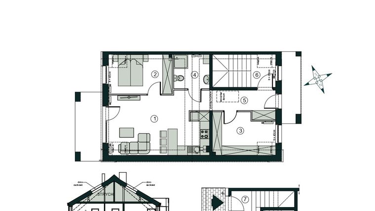 Rzut - Mieszkanie na sprzedaż 3 pokoje o powierzchni 66,43 m² - numer U2 w Aleja Wiśniowa Pogórze