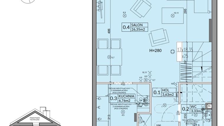 Rzut - Dom na sprzedaż 4 pokoje o powierzchni 82,07 m² - numer 102B w Nova Magdalenka 7 etap VII-VIII