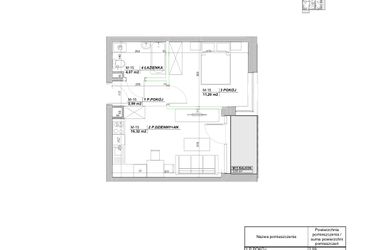 Rzut - Mieszkanie na sprzedaż 2 pokoje o powierzchni 34,58 m² - numer A.15 w Laurowy Zakątek