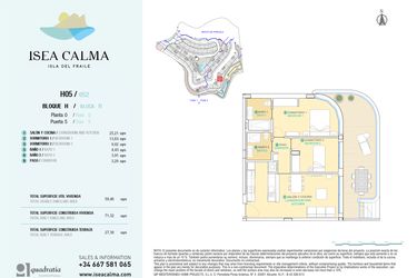 Rzut - Mieszkanie na sprzedaż 2 pokoje o powierzchni 71 m² - numer CAV-MS-5142 w Isea Calma - Aguilas