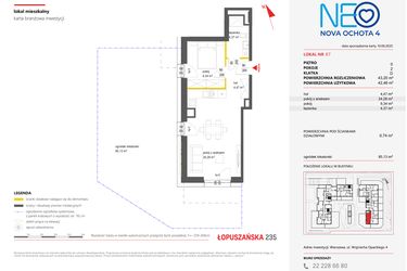 Rzut - Mieszkanie na sprzedaż 2 pokoje o powierzchni 43,2 m² - numer 67 w Neo Nova Ochota 4