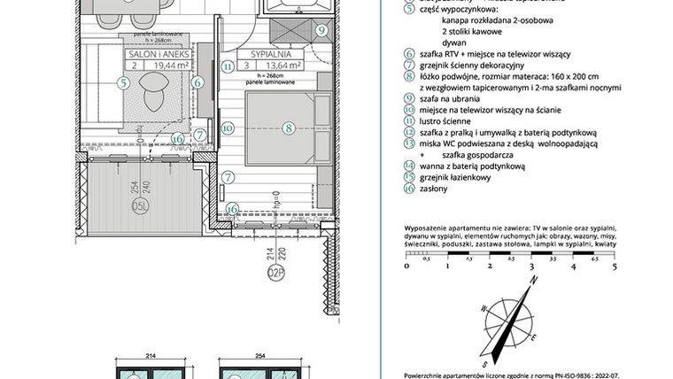 Rzut - Mieszkanie na sprzedaż 2 pokoje o powierzchni 41,93 m² - numer A.3.11 w Remedium