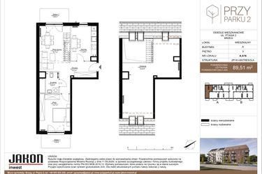 Rzut - Mieszkanie na sprzedaż 2 pokoje o powierzchni 89,51 m² - numer A.A16 w Przy Parku 2
