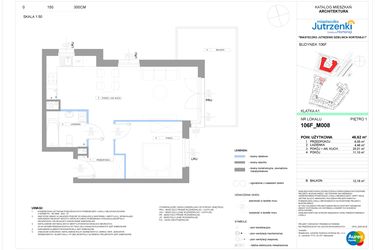 Rzut - Mieszkanie na sprzedaż 2 pokoje o powierzchni 46,62 m² - numer 106F/M008 w Miasteczko Jutrzenki Dzielnica Hortensji