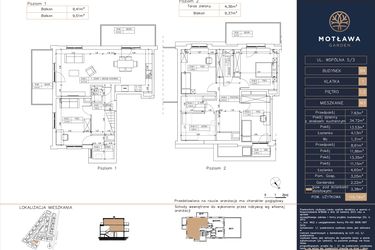 Rzut - Mieszkanie na sprzedaż 5 pokoi o powierzchni 119,74 m² - numer B4.M3 w Motława Garden