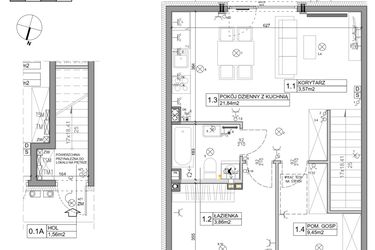 Rzut - Mieszkanie na sprzedaż 3 pokoje o powierzchni 58,82 m² - numer 82 w Manufaktura Marki 2 etap IV