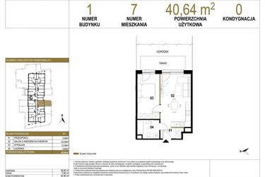Rzut - Mieszkanie na sprzedaż 2 pokoje o powierzchni 40,64 m² - numer 1.M7 w Osiedle Saturna