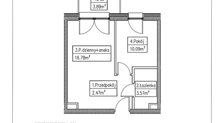 Rzut - Mieszkanie na sprzedaż 2 pokoje o powierzchni 32,91 m² - numer 5 w Działkowa 68