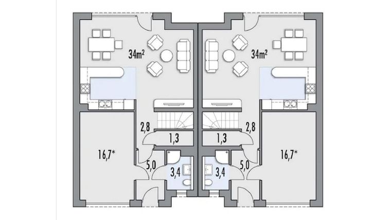 Rzut - Dom na sprzedaż 4 pokoje o powierzchni 124,7 m² - numer G w Kleszczewo Brzozowa