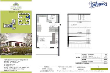 Rzut - Mieszkanie na sprzedaż 2 pokoje o powierzchni 69,31 m² - numer H.3.M5 w Jaśminowe Wzgórze - etap II