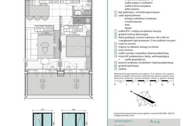 Rzut - Mieszkanie na sprzedaż 2 pokoje o powierzchni 42,87 m² - numer A.2.4 w Remedium