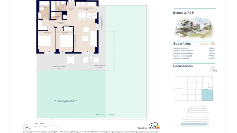 Rzut - Mieszkanie na sprzedaż 2 pokoje o powierzchni 81,4 m² - numer 0-F w Apartamenty w La Vila Joiosa - 84746678