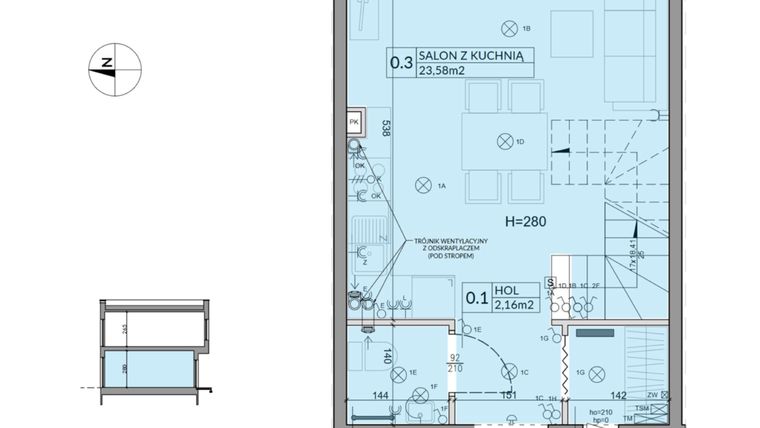 Rzut - Dom na sprzedaż 3 pokoje o powierzchni 61,92 m² - numer 10 w Boska Ksawerowska 2