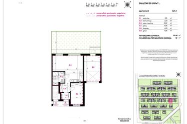 Rzut - Mieszkanie na sprzedaż 2 pokoje o powierzchni 62,4 m² - numer A24-1 w Aleja Kwitnącej Wiśni