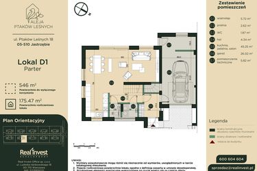 Rzut - Dom na sprzedaż 5 pokoi o powierzchni 175,47 m² - numer D1 w Aleja Ptaków Leśnych