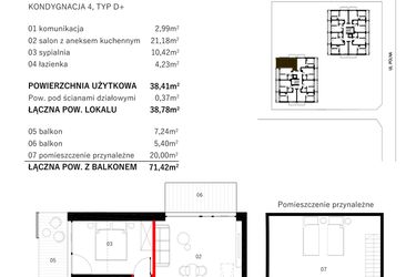 Rzut - Mieszkanie na sprzedaż 3 pokoje o powierzchni 54,11 m² - numer M27 w SUNDAY Resort Ustronie Morskie II