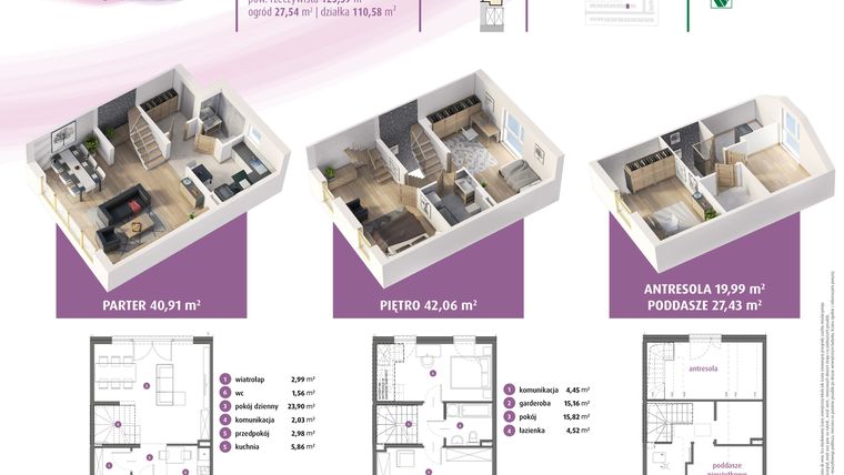 Rzut - Dom na sprzedaż 4 pokoje o powierzchni 123,39 m² - numer 18b w Osiedle Pastell