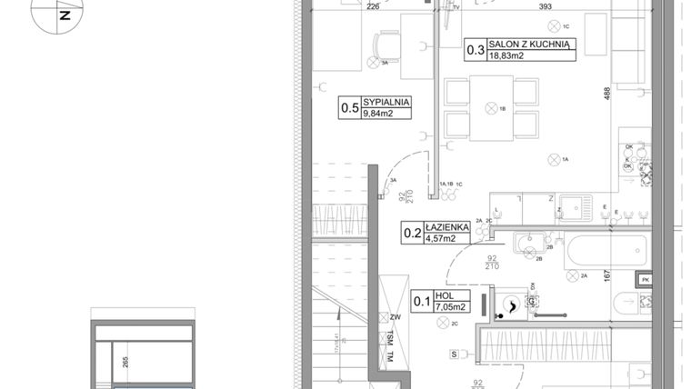 Rzut - Mieszkanie na sprzedaż 3 pokoje o powierzchni 51,15 m² - numer 63 w Boska Ksawerowska IV