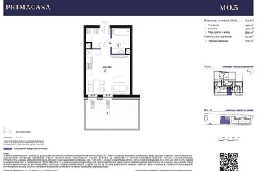 Rzut - Mieszkanie na sprzedaż 1 pokój o powierzchni 28,79 m² - numer B1 – M0.3 w Primacasa