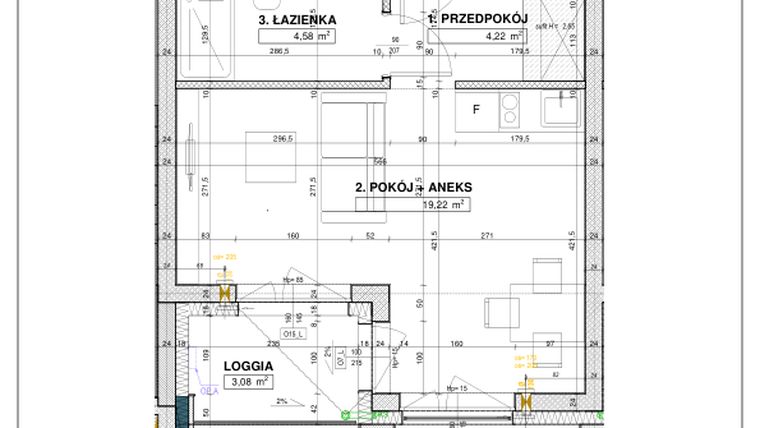 Rzut - Mieszkanie na sprzedaż 1 pokój o powierzchni 28,02 m² - numer A20 w Nowe Centrum Południowe etap IV
